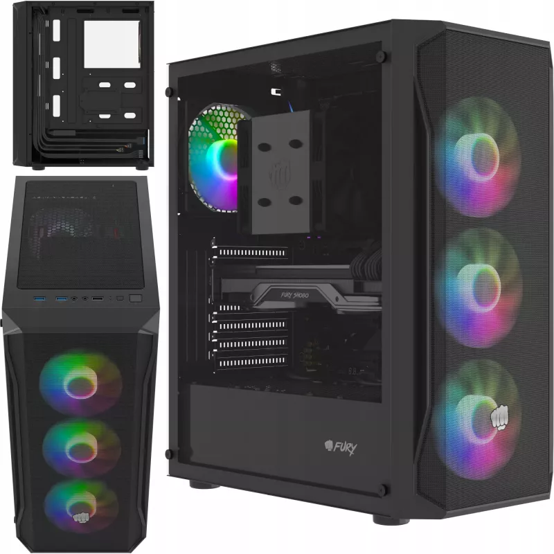 Case Fury Shobo SH4F mit RGB-Fenster und 4 Lüftern MIDI Computer PC