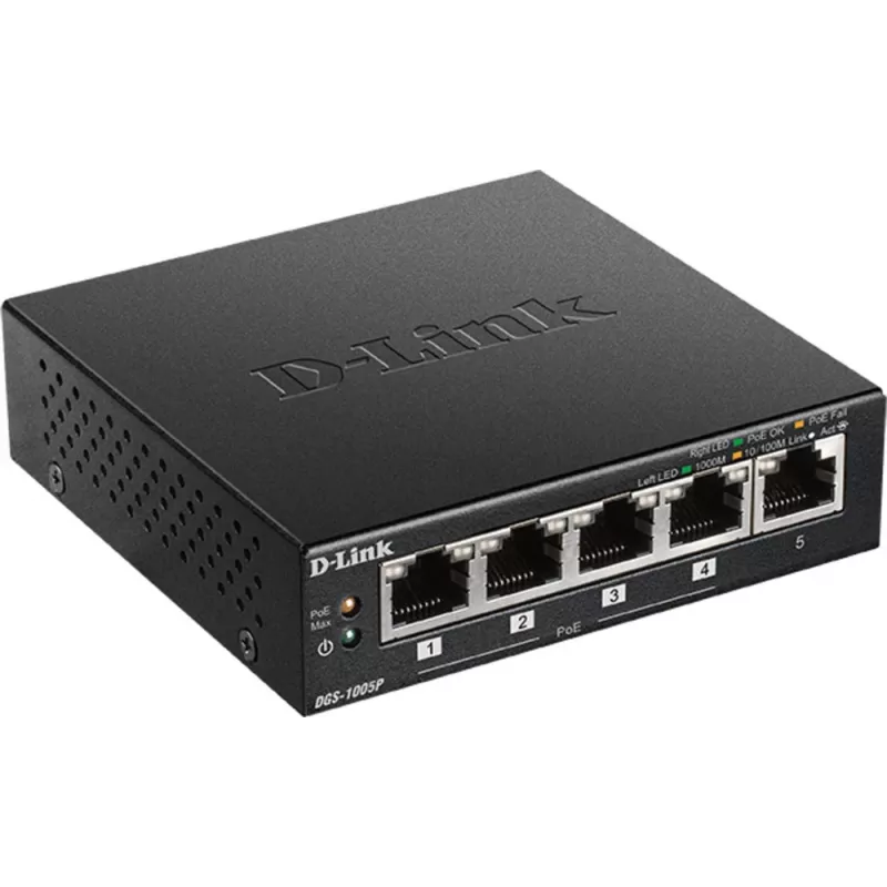 D-Link DGS-1005P/E Netzwerk-Switch Unmanaged Gigabit Ethernet (10/100/1000) Power over Ethernet (PoE) Schwarz