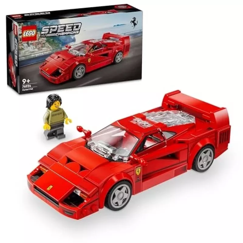 LEGO Speed Champions Ferrari F40 Supercar – baubares Fahrzeug-Spielzeugauto für Jungen und Mädchen ab 9 Jahren mit Fahrer-Minifigur, Kinderzimmer-Deko