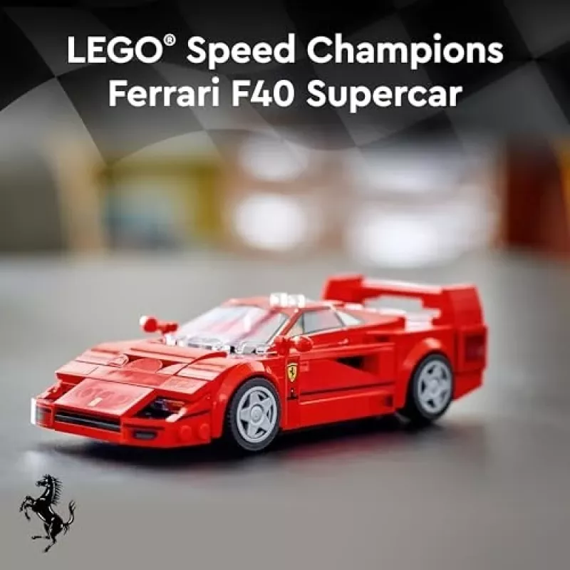 LEGO Speed Champions Ferrari F40 Supercar – baubares Fahrzeug-Spielzeugauto für Jungen und Mädchen ab 9 Jahren mit Fahrer-Minifigur, Kinderzimmer-Deko