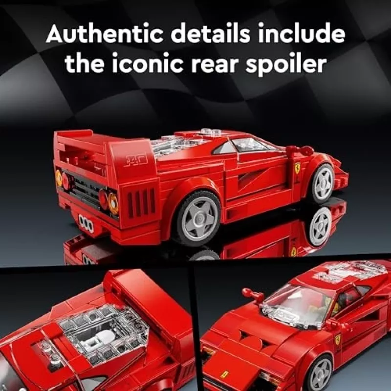 LEGO Speed Champions Ferrari F40 Supercar – baubares Fahrzeug-Spielzeugauto für Jungen und Mädchen ab 9 Jahren mit Fahrer-Minifigur, Kinderzimmer-Deko
