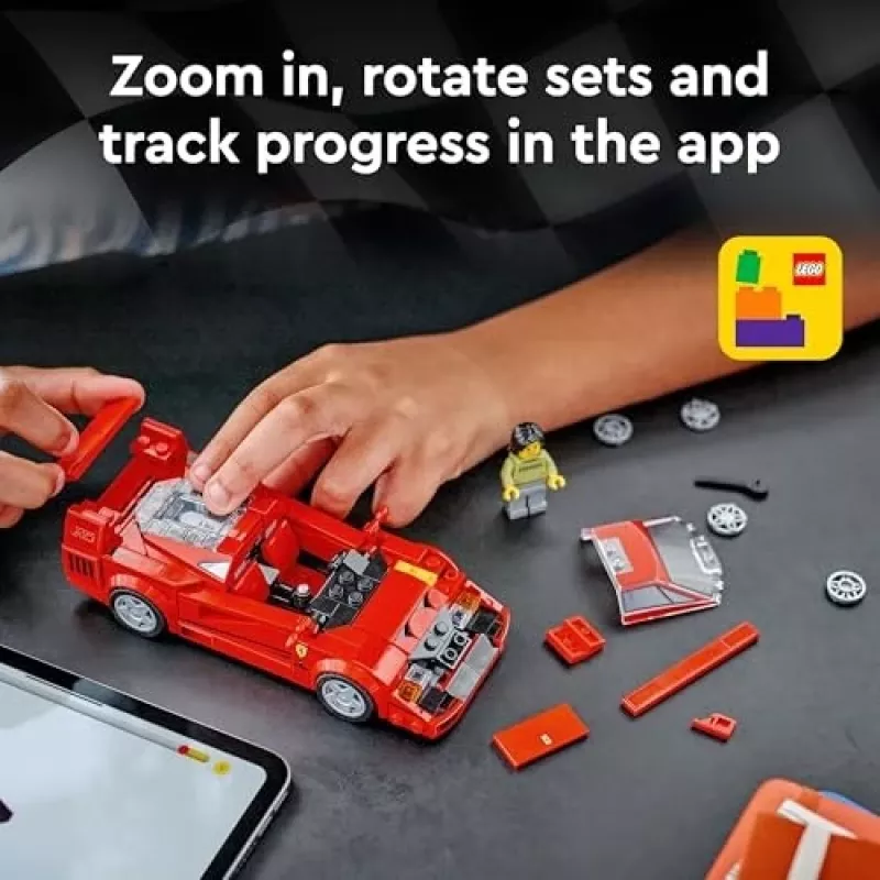 LEGO Speed Champions Ferrari F40 Supercar – baubares Fahrzeug-Spielzeugauto für Jungen und Mädchen ab 9 Jahren mit Fahrer-Minifigur, Kinderzimmer-Deko