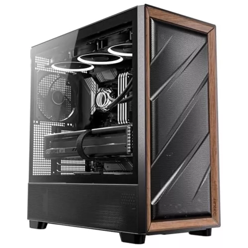 Antec 0-761345-10133-2 Computergehäuse Midi Tower Schwarz Holz