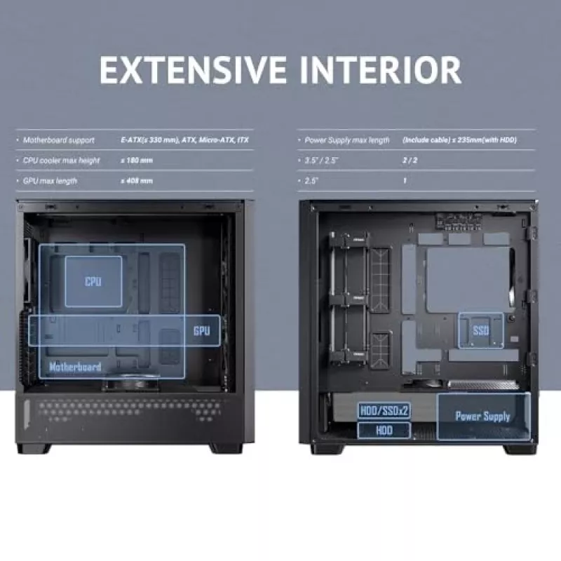 Antec 0-761345-10133-2 Computergehäuse Midi Tower Schwarz Holz