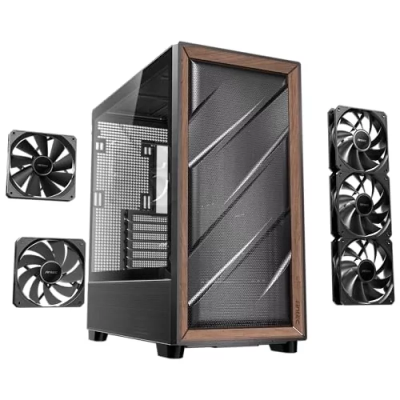 Antec 0-761345-10133-2 Computergehäuse Midi Tower Schwarz Holz