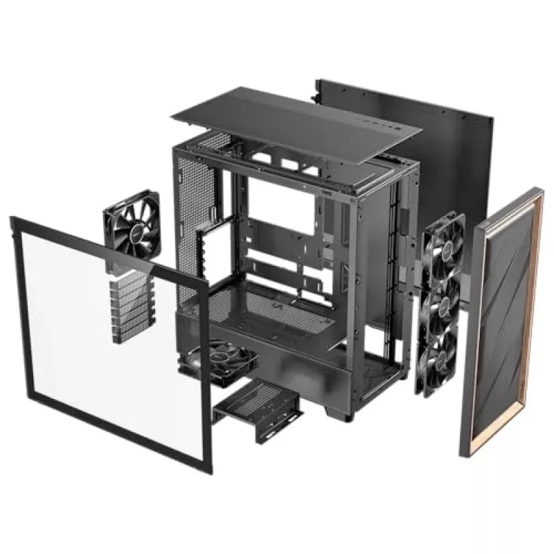 Antec 0-761345-10133-2 Computergehäuse Midi Tower Schwarz Holz