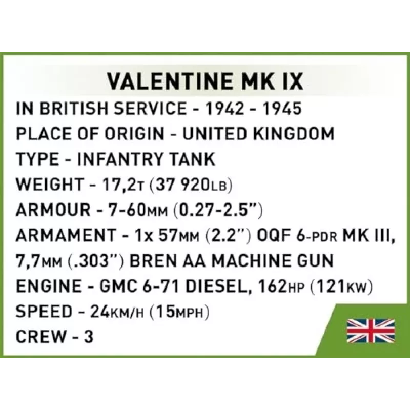 Baukasten COBI Renault R35 Valentine IX Panzer I 595 Teile