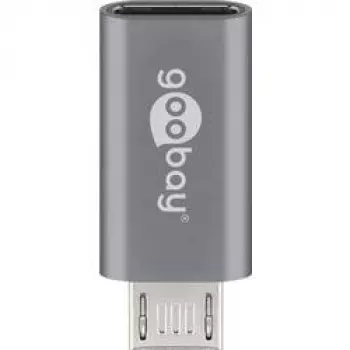 Goobay USB 2.0 Hi-Speed Adapter, Grau, Grau – USB-C™-Buchse > USB 2.0 Micro-Stecker (Typ B) (55553)