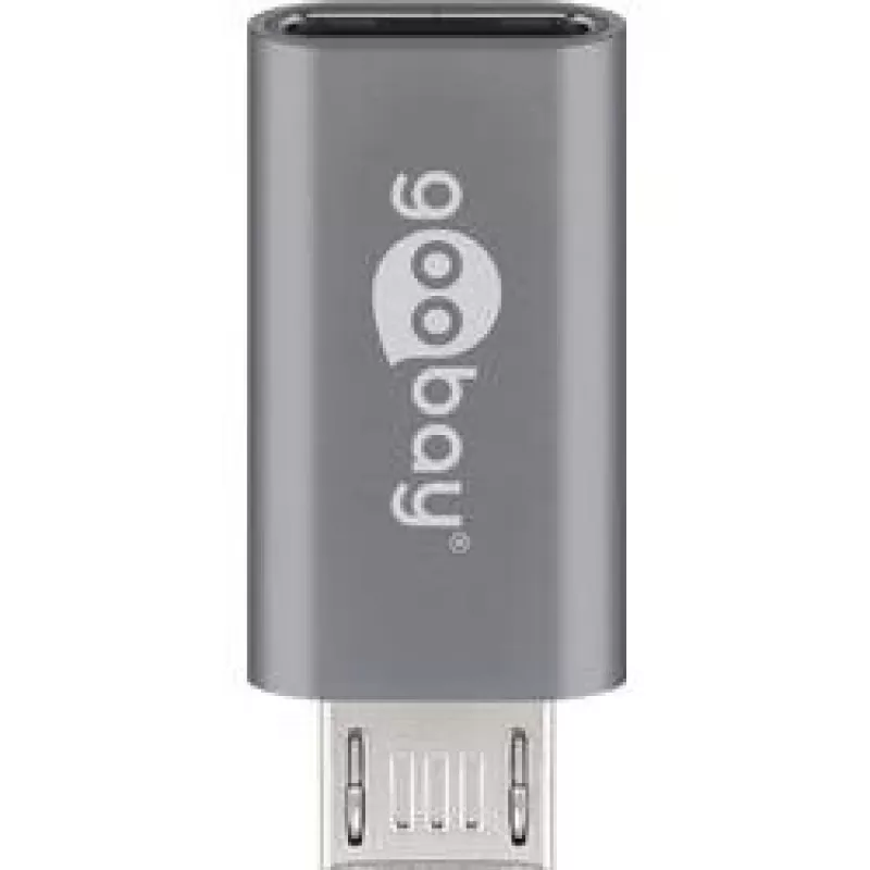 Goobay USB 2.0 Hi-Speed Adapter, Grau, Grau – USB-C™-Buchse > USB 2.0 Micro-Stecker (Typ B) (55553)
