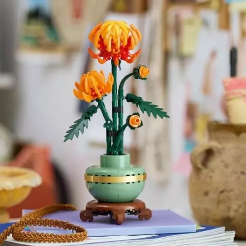 LEGO Icons Chrysanthemen-Blumen-Bauset Kreatives Modellbauset für Erwachsene zum Bauen einer künstlichen Pflanze Geschenk für Frauen Männer Sie oder Ihn Zuhause Büro Dekoration