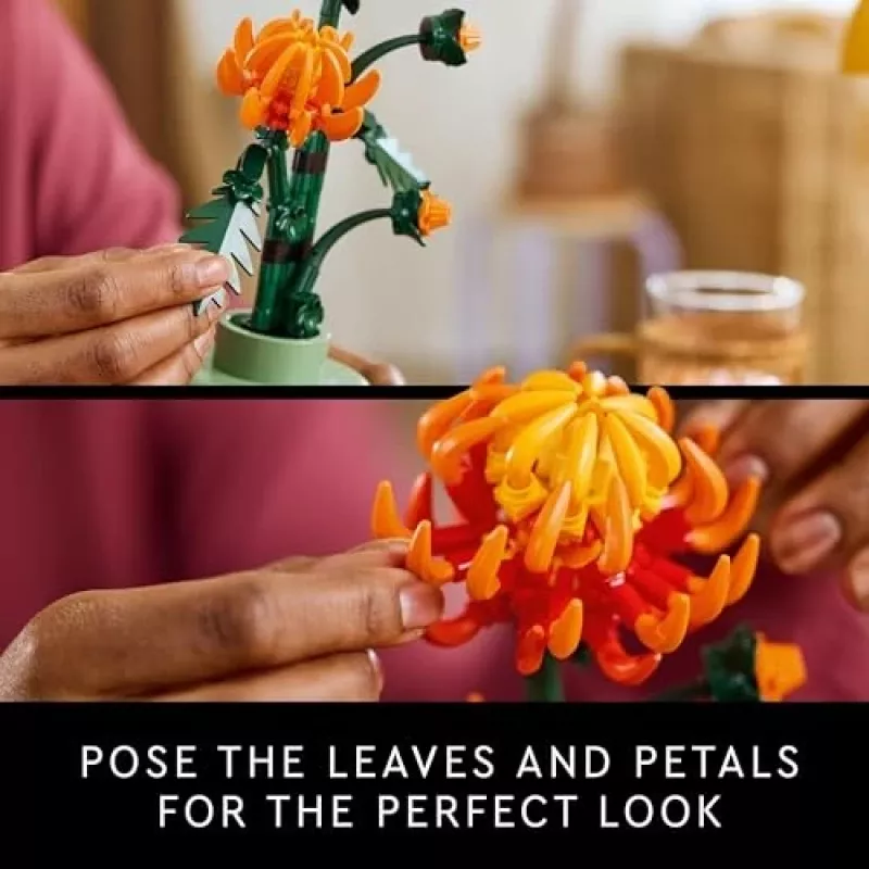 LEGO Icons Chrysanthemen-Blumen-Bauset Kreatives Modellbauset für Erwachsene zum Bauen einer künstlichen Pflanze Geschenk für Frauen Männer Sie oder Ihn Zuhause Büro Dekoration