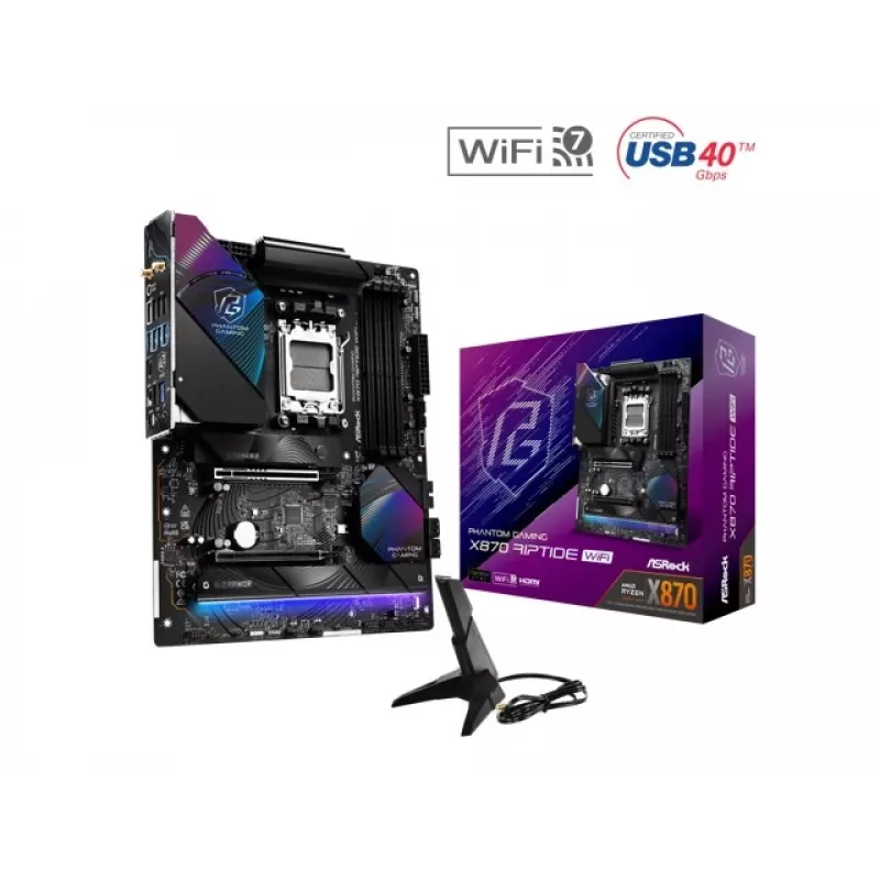Motherboard ASRock X870 Riptide WiFi — ATX, AMD X870, Sockel AM5, DDR5, 4 DIMM, 256 GB, Wi‑Fi 7, 2,5GbE