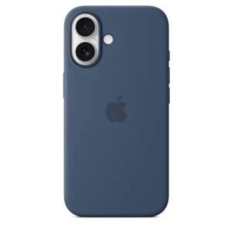 Silikon Hülle Apple iPhone 16 MagSafe Denim Hülle Blau 6.1 Zoll