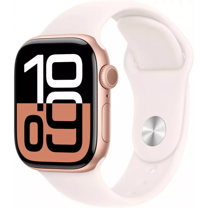 APPLE Watch Series 10 GPS 42 mm Roségold-Aluminiumgehäuse mit hellrosa Sportarmband - S/M