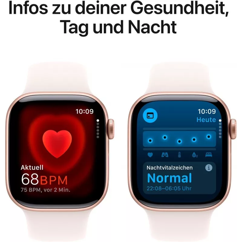 APPLE Watch Series 10 GPS 42 mm Roségold-Aluminiumgehäuse mit hellrosa Sportarmband - S/M