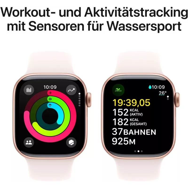 APPLE Watch Series 10 GPS 42 mm Roségold-Aluminiumgehäuse mit hellrosa Sportarmband - S/M