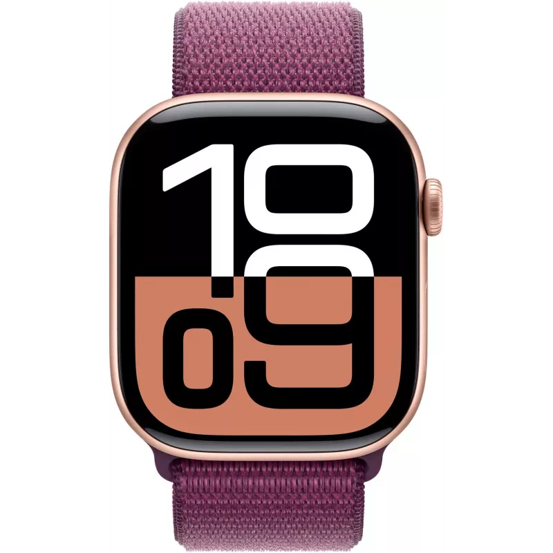 APPLE Watch Series 10 GPS 46mm Roségold Aluminiumgehäuse mit Plum Sport Loop