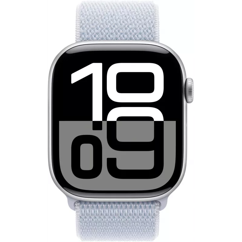 APPLE Watch Series 10 GPS 46 mm Silbernes Aluminiumgehäuse mit Blue Cloud Sport Loop