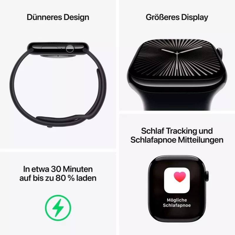 APPLE Watch Series 10 GPS 46 mm Silbernes Aluminiumgehäuse mit Blue Cloud Sport Loop
