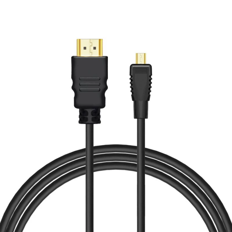 HDMI-Kabel SAVIO CL-39 1 m — Typ A (Stecker) auf Typ D Micro (Stecker), HDMI 1.4, 4096x2160, ARC, Ethernet, vergoldete Kontakte, schwarz