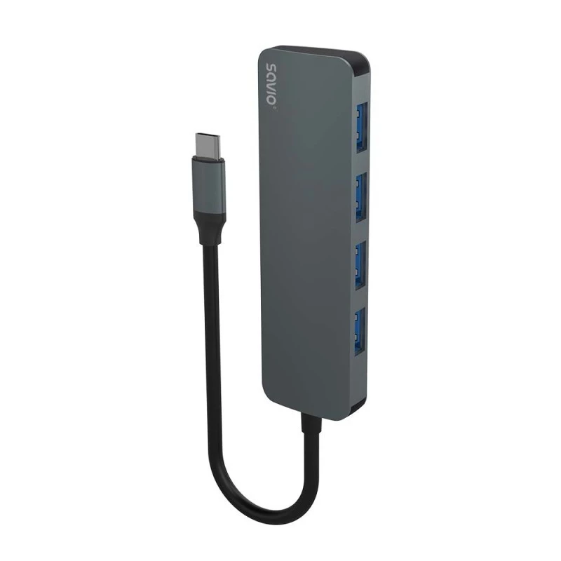 USB-Hub SAVIO AK-54 — 4 x USB-A (USB 3.2 Gen 1), USB-C-Host, schwarz