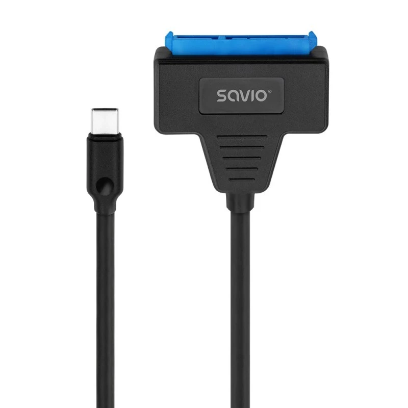 SAVIO SATA-zu-USB-C-Schnittstellenkabel AK-69, SATA-Buchse auf USB-C-Stecker, USB 3.2 Gen 1 (5 Gbit/s), 0,25 m, schwarz