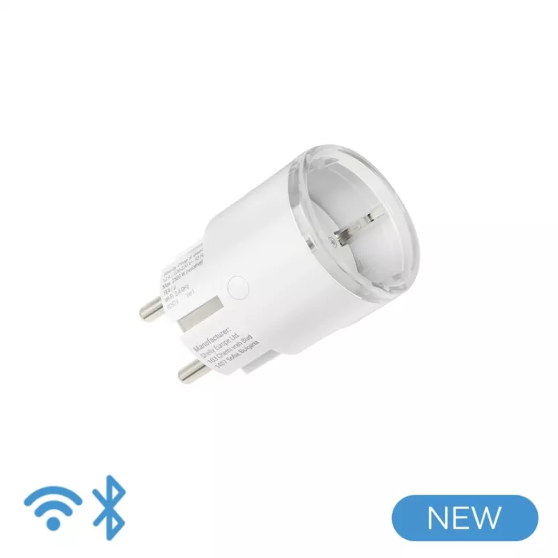 Smart-Steckdose Shelly Plug S Gen3 — Wi‑Fi-Smart-Steckdose mit Energieüberwachung, Typ F, 110–230 V, 2500 W, weiß