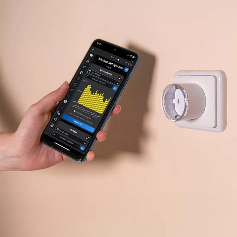 Smart-Steckdose Shelly Plug S Gen3 — Wi‑Fi-Smart-Steckdose mit Energieüberwachung, Typ F, 110–230 V, 2500 W, weiß