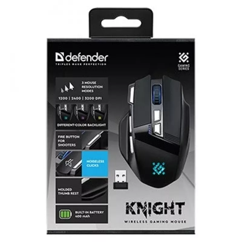 Maus DEFENDER GM-885 KNIGHT RF WIRELESS 3200dpi 8P Schwarz