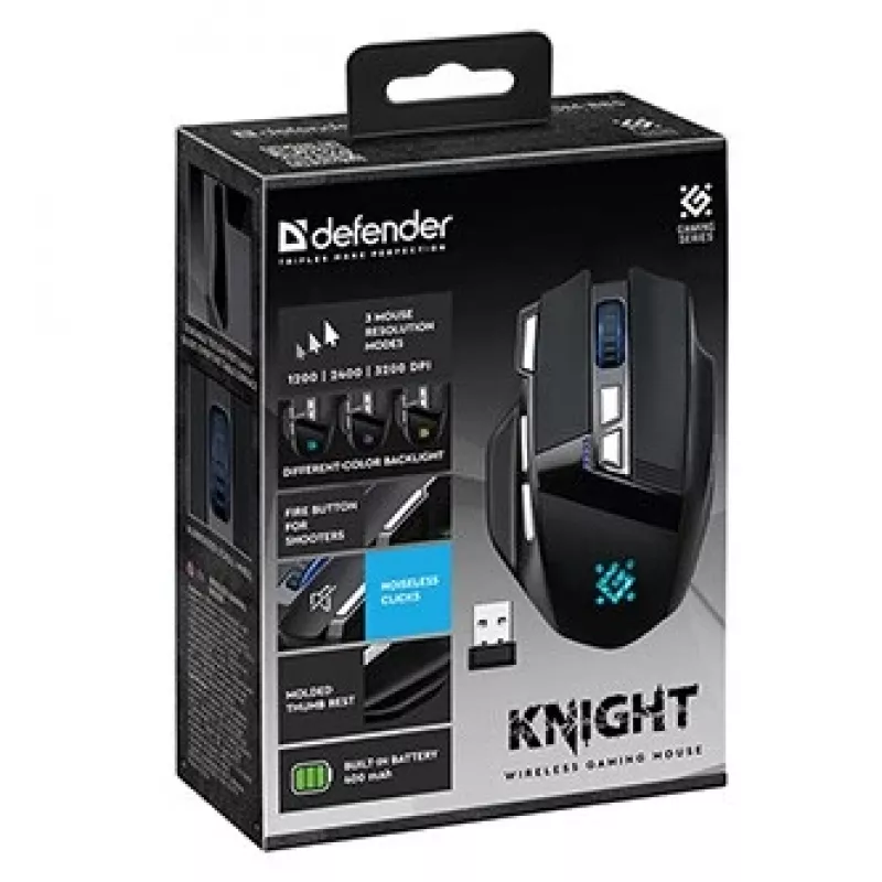 Maus DEFENDER GM-885 KNIGHT RF WIRELESS 3200dpi 8P Schwarz