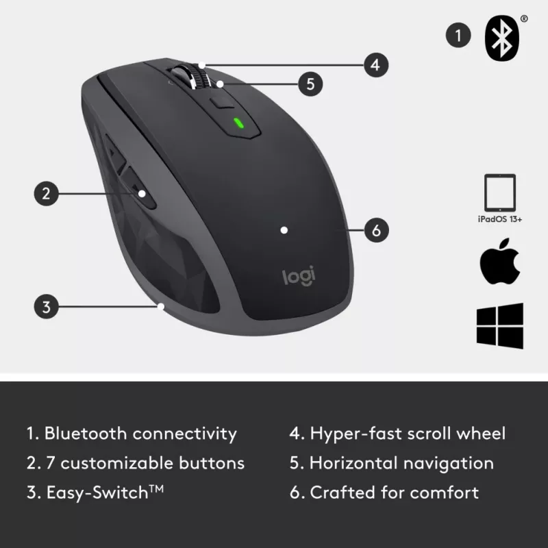 MX Anywhere 2S Wireless Maus/Graphite - BT - N/A