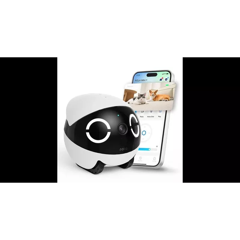 Roboter-Haustiermonitor Enabot Rola Mini — WLAN, 5000-mAh-Akku, 3 MP, 137° Sichtfeld, Weiß/Schwarz