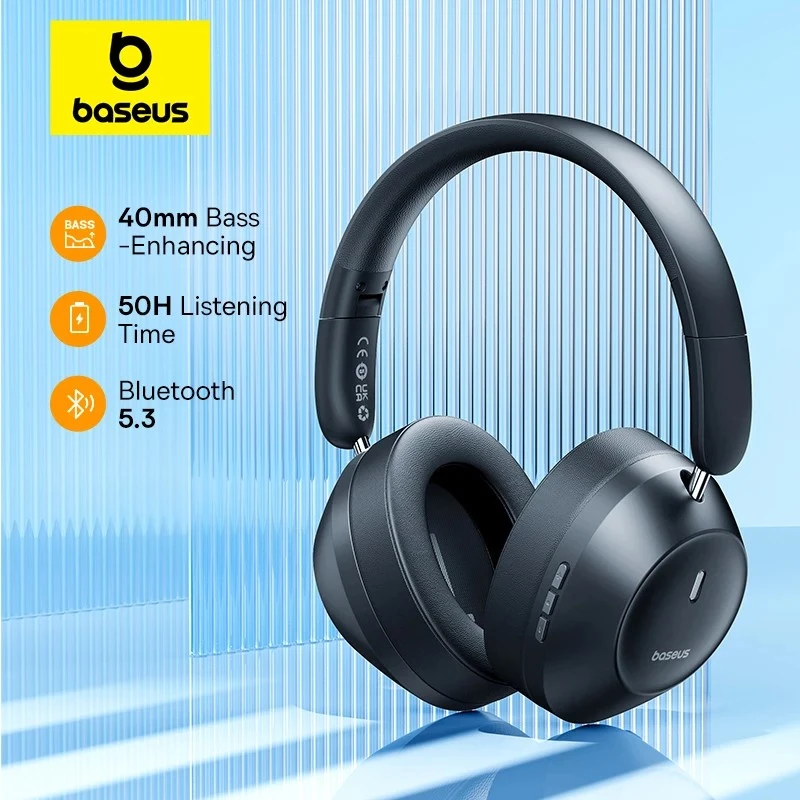Baseus Bass 30 Max Kabelloses Headset Bluetooth 5.3 Over-Ear-Kopfhörer Bassverstärkend 40mm Membran Ultra-niedrige Latenz Ohrhörer 50H