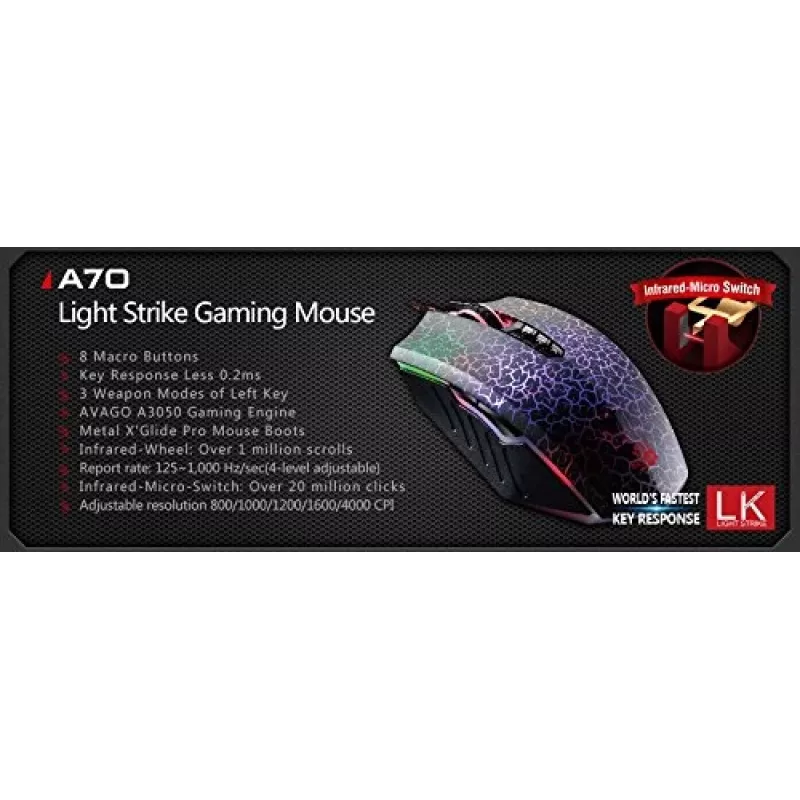A4Tech Bloody Blazing A70 (Activated) Maus USB Typ-A Optisch 6200 DPI A4TMYS47285