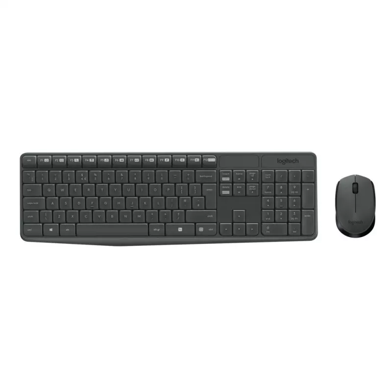 Logitech MK235 Langlebiges kabelloses Tastatur- und Maus-Set in Grau