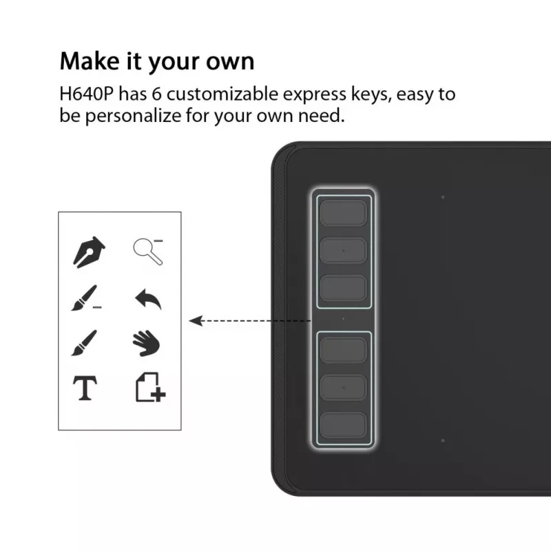 HUION H640P Grafiktablett 5080 lpi 160 x 99 mm USB Schwarz