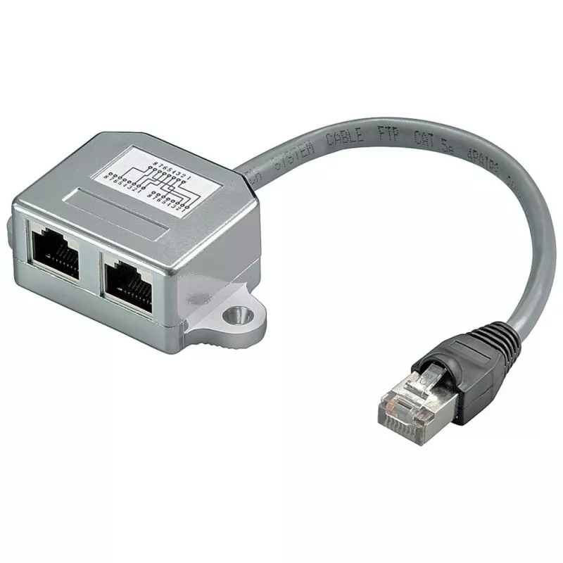 Wentronic Goobay Kabel-Splitter (Network Doubler), CAT Y-Adapter - Wiring 2 x CAT 5 Ethernet, Shielded (68908)