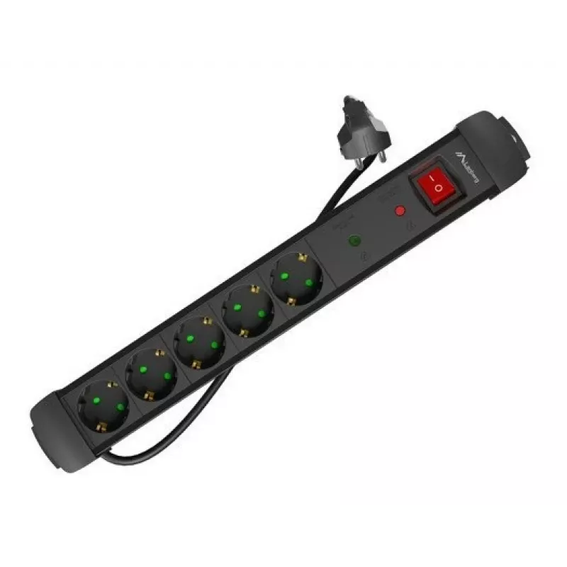 Steckdosenleiste Lanberg SP1-05F-0150-BK 1,5 m 5 AC-Anschlüsse Innenbereich Schwarz