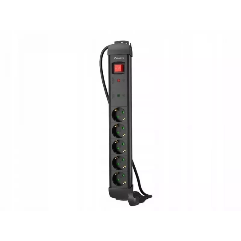 Lanberg SP1-05F-0300-BK Stromverlängerung 3 m 5 AC-Steckdosen Innenbereich Schwarz