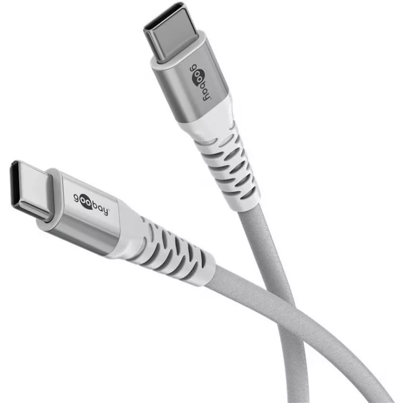 Goobay KAB USB-C (ST-ST) 2m Verbindungskabel Textilmantel Weiß USB-Kabel USB 2.0 USB C (70194)