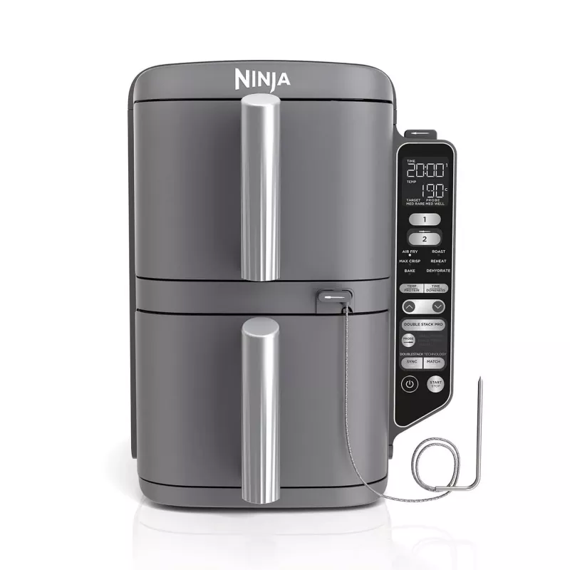 Ninja Double Stack XL Heißluftfritteuse 2 Fächer mit Temperatursonde SmartCook 9,5 L SL451EU