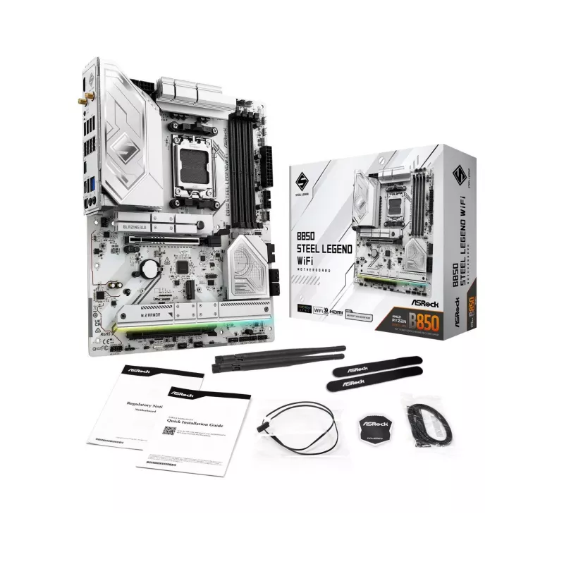 Mainboard ASROCK B850 Steel Legend WiFi ATX — AMD B850, Socket AM5, DDR5, 4x DIMM, 4x M.2, Wi‑Fi 7, 2.5Gb LAN