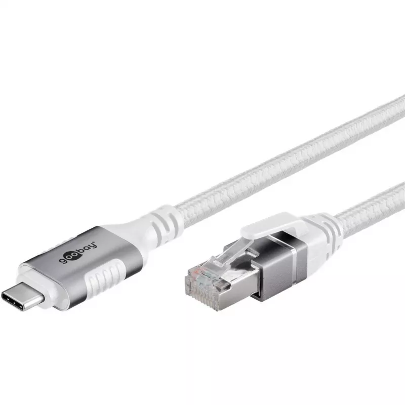Netzwerkkabel Goobay 74180 USB C RJ-45 Cat6 10 m weiß