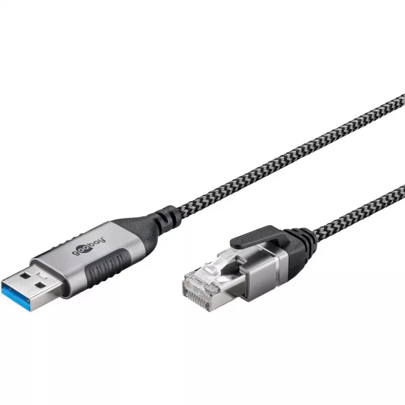 Goobay Ethernet-Kabel USB-A 3.0 auf RJ45 schlank 1 m – verbindet Router, Modem oder (74393)
