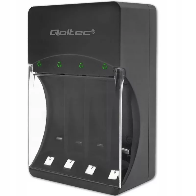Batterieladegerät QOLTEC 50653 für Ni-MH AAA (R03) und AA (R6) Akkus, 220–240 V Eingang, 1,2 V Ausgang