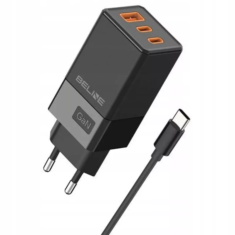 Beline Netzadapter 2x USB-C 1x USB 65W Kabel USB-C Schwarz/Schwarz PD 3.0