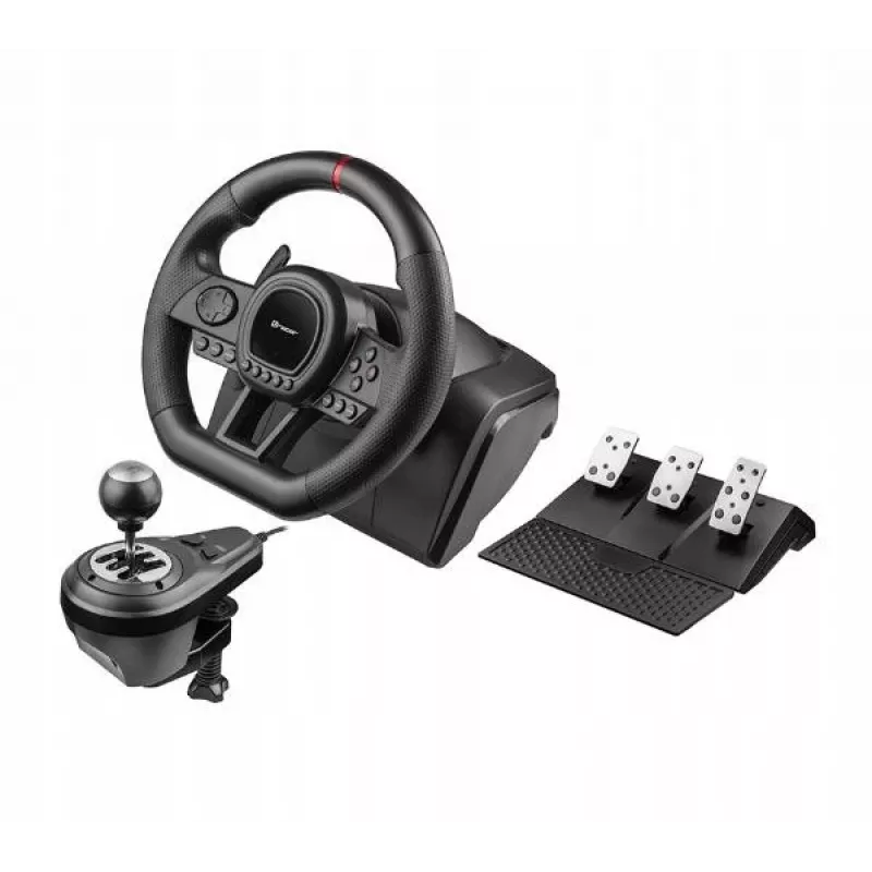 Manueller Gangschalthebel TRACER TRAJOY47345 — kabelgebundener 6-in-1-Simracer-Controller, 1,8 m Kabel, schwarz, ergonomischer rutschfester Griff, 270°-Drehung