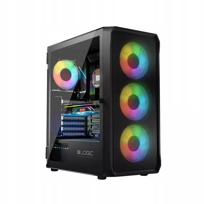 LOGIC CONCEPT Portos ARGB ATX Mid-Tower-Gehäuse, schwarz