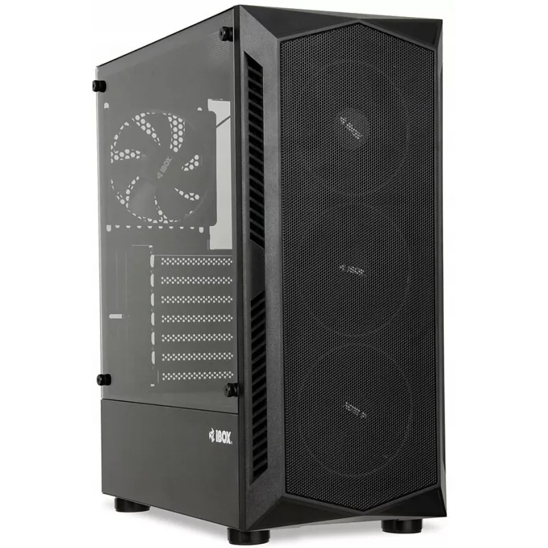 PC-Gehäuse IBOX LUPUS 27 Midi Tower ATX, gehärtetes Glas, RGB, 455×200×380 mm, unterstützt ATX, GPU bis zu 32 cm