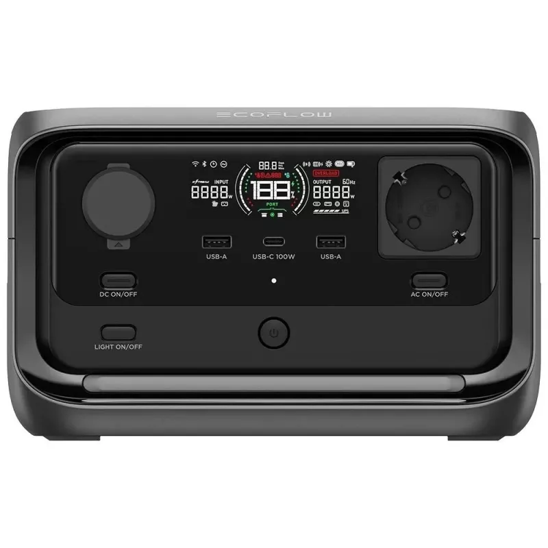 Tragbare Powerstation EcoFlow River 3 Plus — LiFePO4 286Wh, AC- und USB-Ausgänge, Solar-/Zigarettenanzünder-Ladung